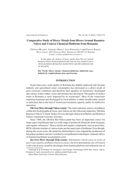 Comparative Study of Heavy Metals from Rivers Around Ramnicu Valcea and Craiova Chemical Platforms from Romania