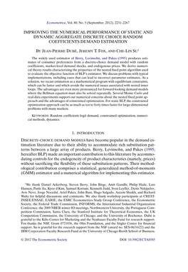 Improving the Numerical Performance of Static and Dynamic Aggregate Discrete Choice Random Coefficients Demand Estimation