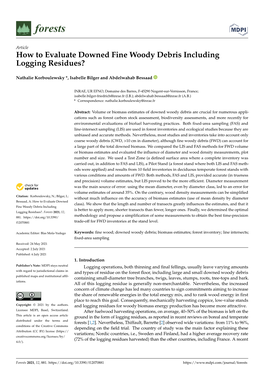 How to Evaluate Downed Fine Woody Debris Including Logging Residues?