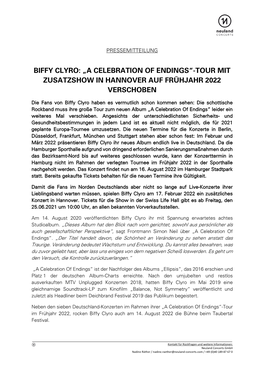 Biffy Clyro: „A Celebration of Endings“-Tour Mit Zusatzshow in Hannover Auf Frühjahr 2022 Verschoben