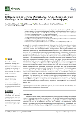 Reforestation Or Genetic Disturbance: a Case Study of Pinus Thunbergii in the Iki-No-Matsubara Coastal Forest (Japan)