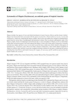 Systematics of Mappia (Icacinaceae), an Endemic Genus of Tropical America