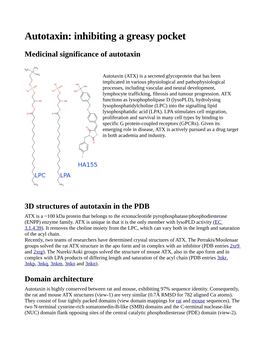 Autotaxin: Inhibiting a Greasy Pocket