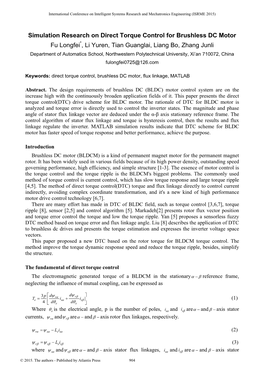 Simulation Research on Direct Torque Control for Brushless DC Motor Fu