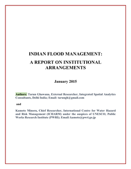 Indian Flood Management: a Report on Institutional Arrangements