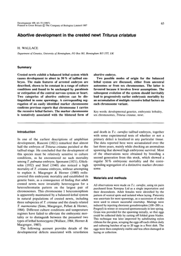 Abortive Development in the Crested Newt Triturus Cristatus