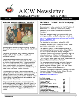 AICW Newsletter Bollettino Dell’Asslc Bulletin D' AEIC Issue 56 February 2008