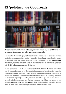 El 'Pelotazo' De Goodreads