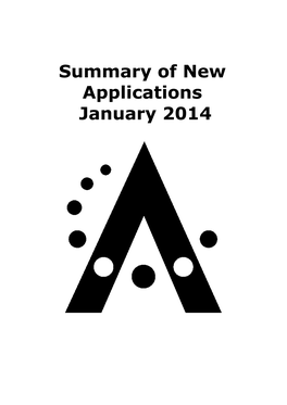 Summary of New Applications January 2014 Summary of New Applications January 2014