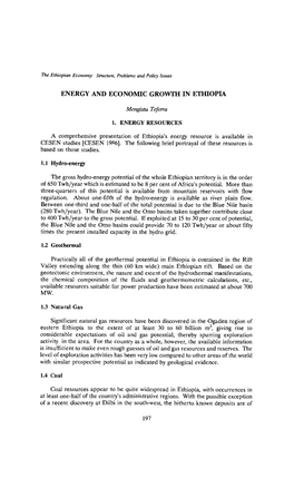 Energy and Economic Growth in Ethiopia