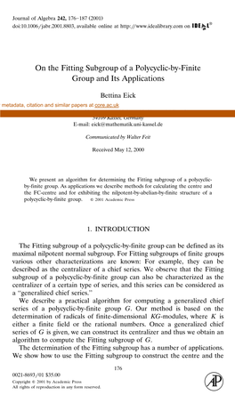 On the Fitting Subgroup of a Polycylic-By-Finite Group and Its Applications