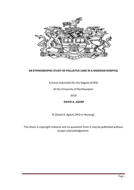 An Ethnographic Study of Palliative Care in a Nigerian Hospital