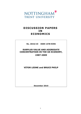 Surplus-Value and Aggregate Concentration in the Uk Economy, 1987-2009