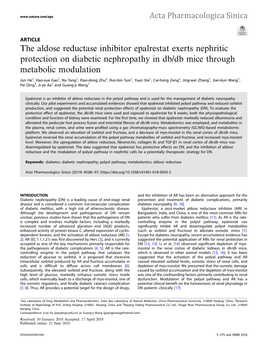 The Aldose Reductase Inhibitor Epalrestat Exerts Nephritic Protection on Diabetic Nephropathy in Db/Db Mice Through Metabolic Modulation