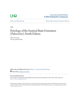 Petrology of the Sentinel Butte Formation (Paleocene), North Dakota Nels F