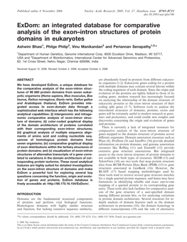 Exdom: an Integrated Database for Comparative Analysis of the Exon