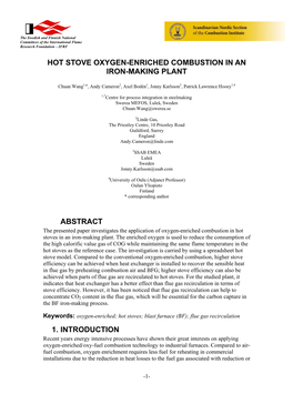 Hot Stove Oxygen-Enriched Combustion in an Iron-Making Plant