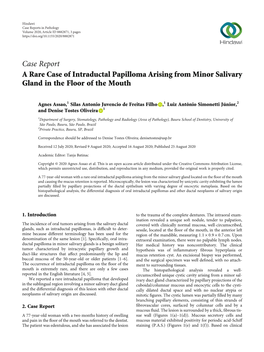 A Rare Case of Intraductal Papilloma Arising from Minor Salivary Gland in the Floor of the Mouth