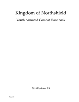 Kingdom of Northshield Youth Armored Combat Handbook