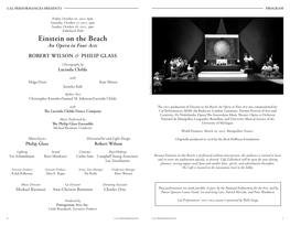 Einstein on the Beach an Opera in Four Acts ROBERT WILSON & PHILIP GLASS