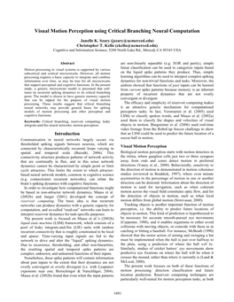 Visual Motion Perception Using Critical Branching Neural Computation