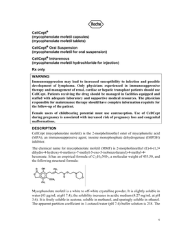 (Mycophenolate Mofetil Tablets) Cellcept Oral Suspension