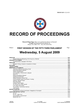 Record of Proceedings