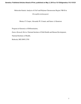 1 Molecular Genetic Analysis of Chd3 and Polytene Chromosome Region