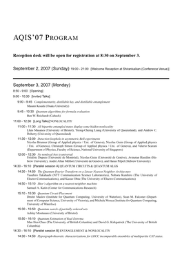 Aqis'07 Program