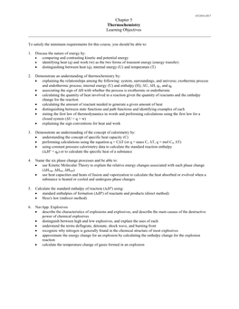 Chapter 5 Thermochemistry Learning Objectives ______