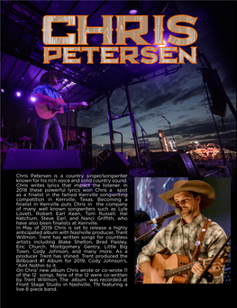 Chris Petersen Is a Country Singer/Songwriter Known for His Rich Voice and Solid Country Sound