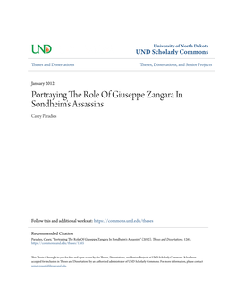 Portraying the Role of Giuseppe Zangara in Sondheim's Assassins Casey Paradies