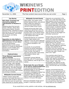 November 11, 2006 the Free-Content News Source That You Can Write! Page 1