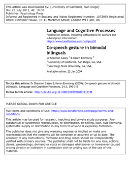 Co-Speech Gesture in Bimodal Bilinguals