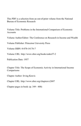 The Scope of Economic Activity in International Income Comparisons