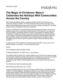The Magic of Christmas: Macy's Celebrates the Holidays with Communities Across the Country