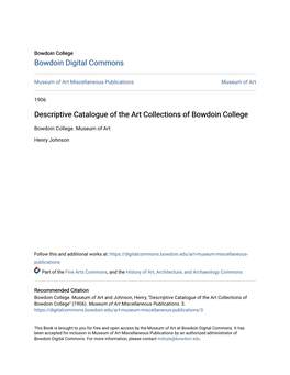 Descriptive Catalogue of the Art Collections of Bowdoin College