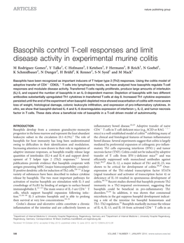 Basophils Control T-Cell Responses and Limit Disease Activity in Experimental Murine Colitis