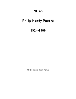 NGA3 Philip Hendy Papers 1924-1980