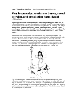 Very Inconvenient Truths: Sex Buyers, Sexual Coercion, and Prostitution-Harm-Denial by Melissa Farley