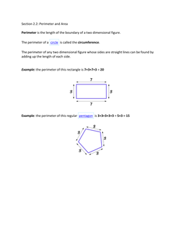 Section 2.2: Perimeter and Area