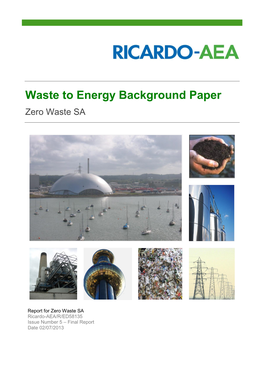 Waste to Energy Background Paper Zero Waste SA