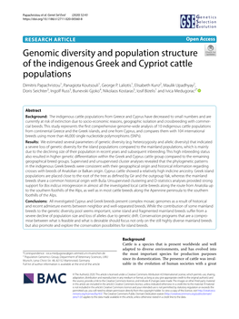 Genomic Diversity and Population Structure of the Indigenous Greek and Cypriot Cattle Populations Dimitris Papachristou1, Panagiota Koutsouli1, George P