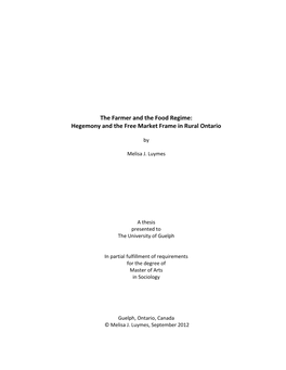 The Farmer and the Food Regime: Hegemony and the Free Market Frame in Rural Ontario