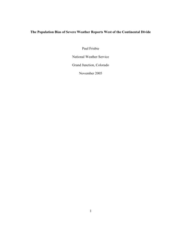 The Population Bias of Severe Weather Reports West of the Continental Divide