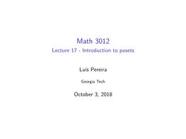 Math 3012 Lecture 17 - Introduction to Posets