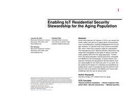 Enabling Iot Residential Security Stewardship for the Aging Population