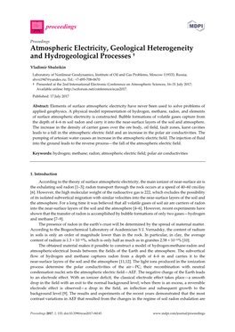 Atmospheric Electricity, Geological Heterogeneity and Hydrogeological Processes †