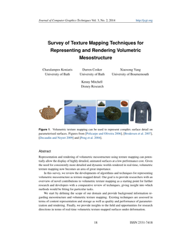 Survey of Texture Mapping Techniques for Representing and Rendering Volumetric Mesostructure