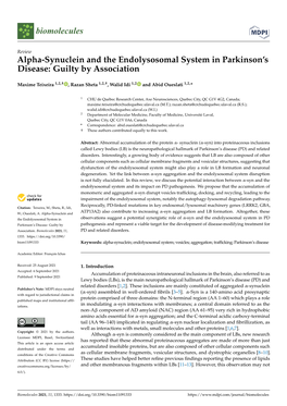 Alpha-Synuclein and the Endolysosomal System in Parkinson’S Disease: Guilty by Association